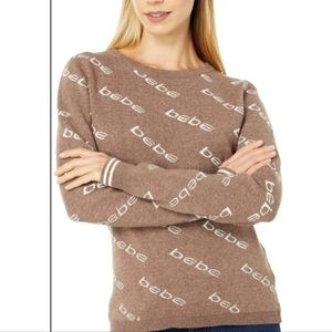 BEBE Tan All-over logo sweatshirt